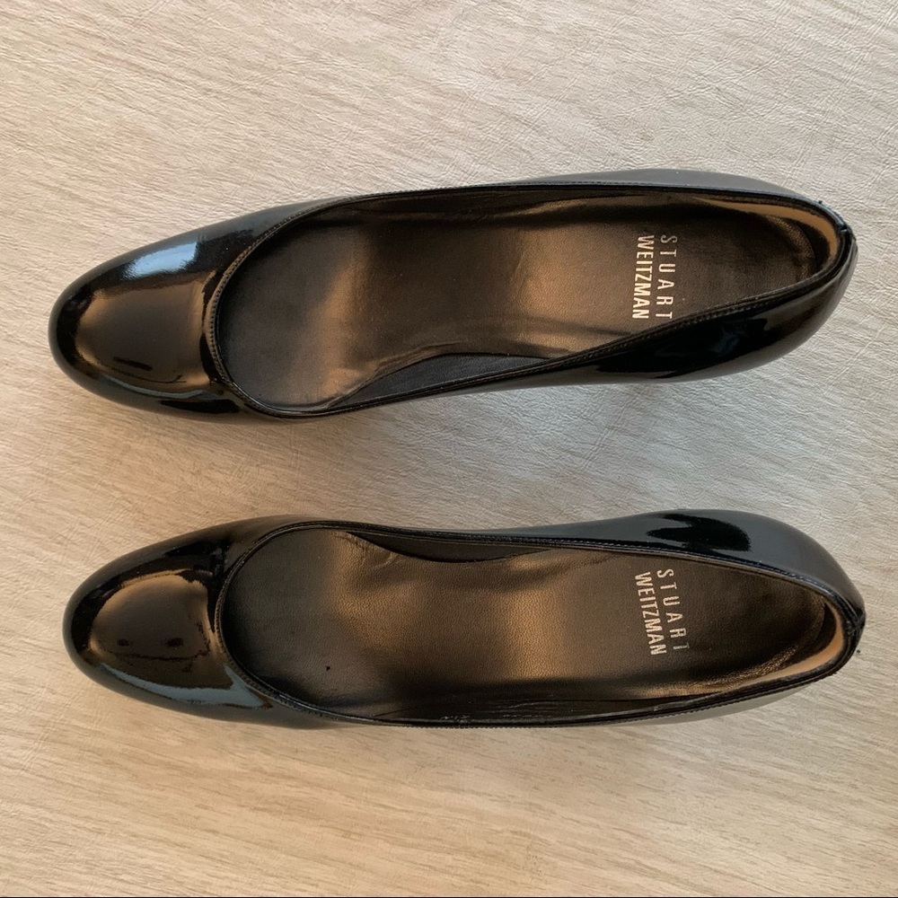 Stuart Weitzman black patent leather pumps